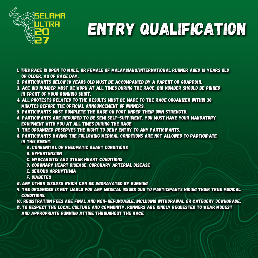 Selama Ultra 2027 entry qualification