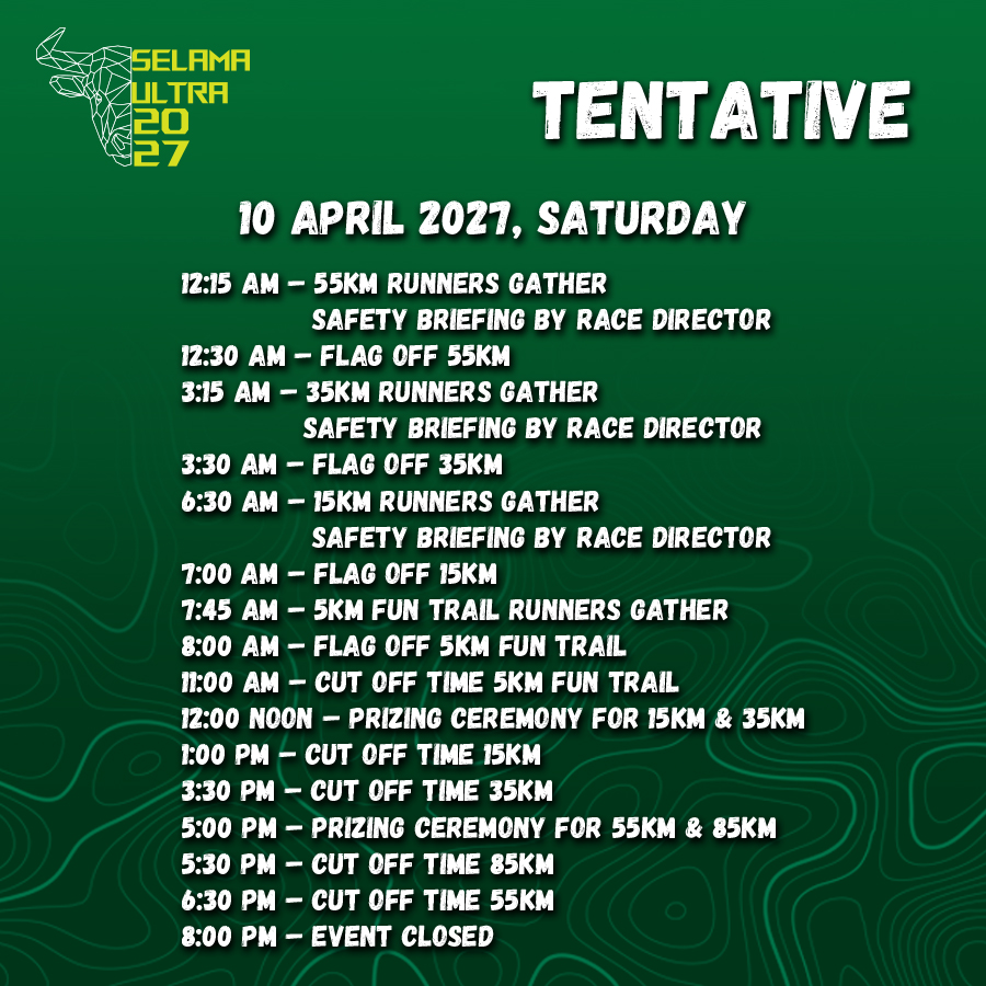 Selama Ultra 2027 tentative program
