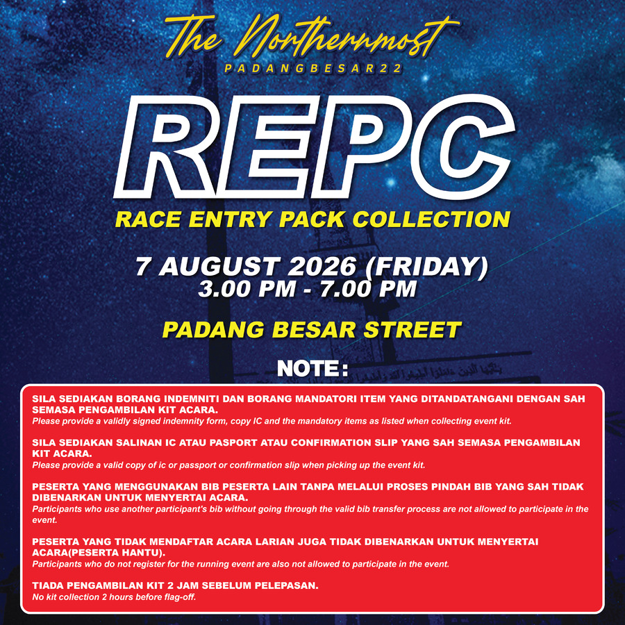 The Northernmost Padang Besar Night Run race entry pack collection