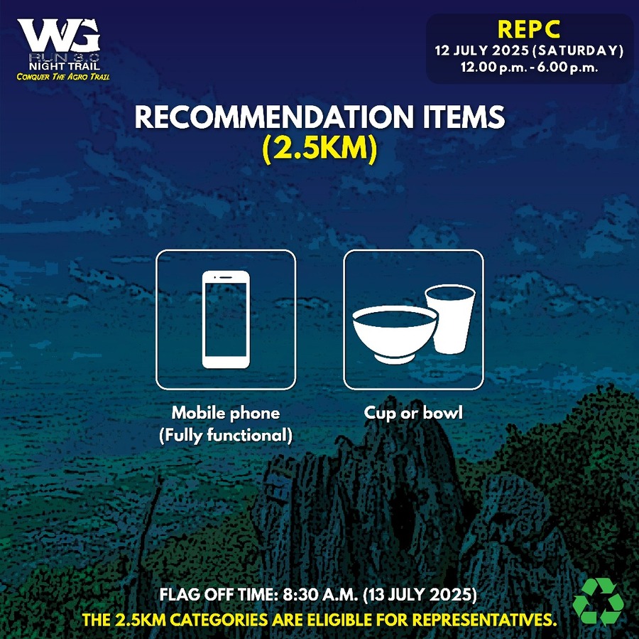 Mandatory items for 2.5 km category