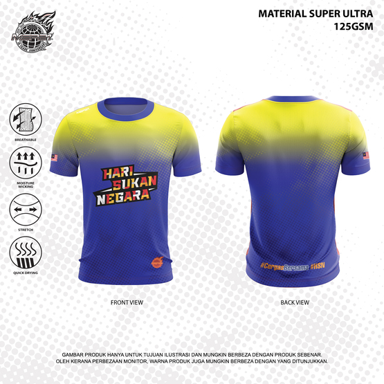 Hari Sukan Negara 2025 t-shirt (Blue & Yellow)